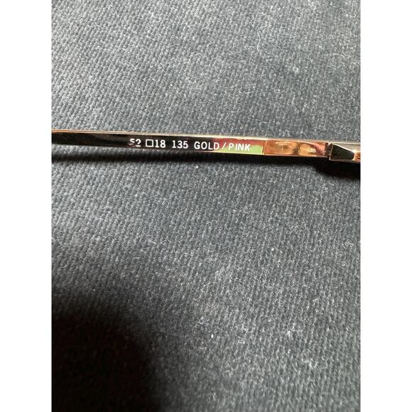 Vintage 1990s Pink Gold Eyeglasses Slim Rectangular Wire Frames Optical - Picture 10 of 10